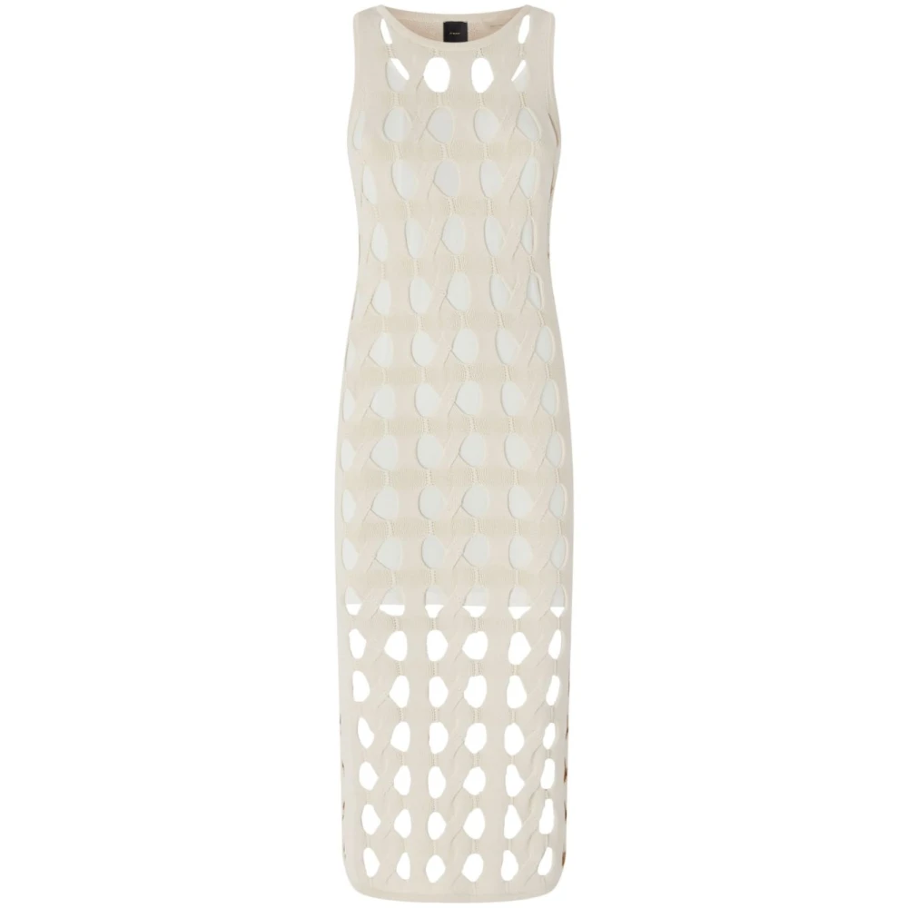 Pinko Witte Gelaagde Cut-Out Jurk Mouwloos White Dames