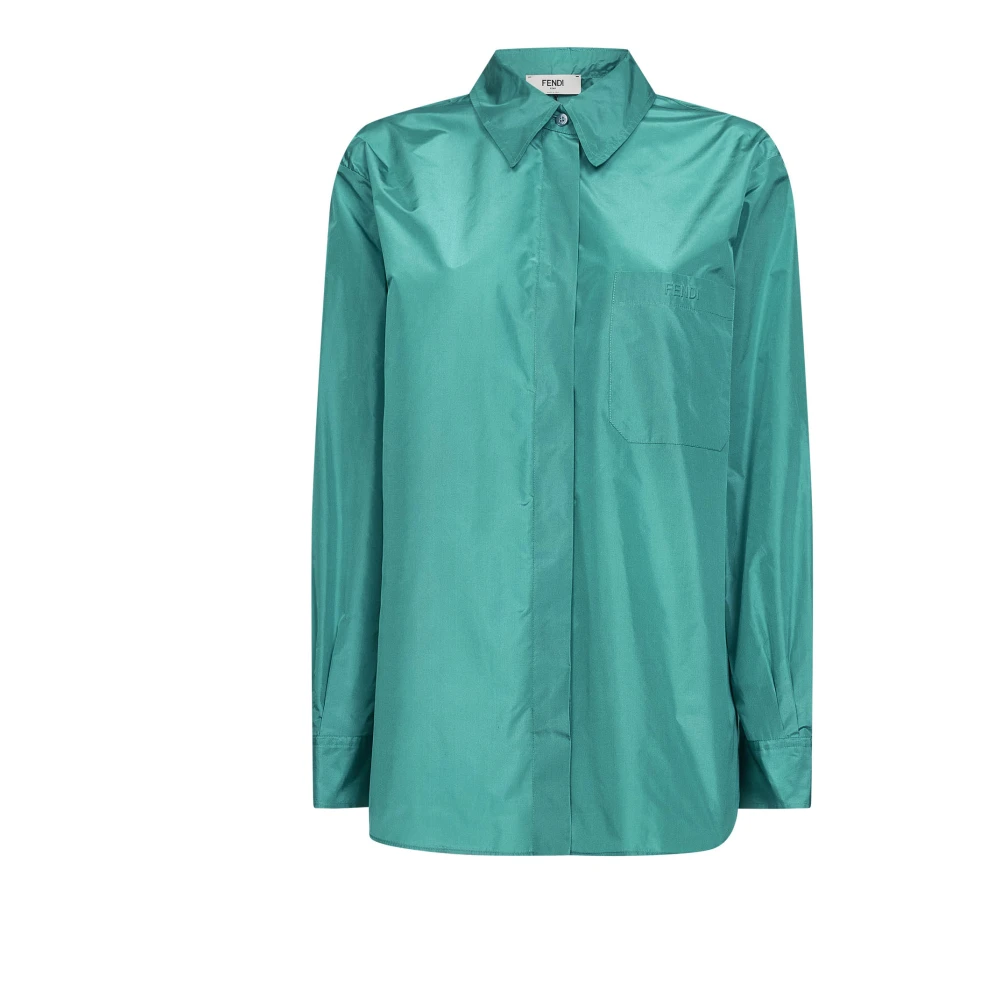 Fendi Kvinno Grön Blusar & Skjortor Dam, M, Silk Taffeta Shirt