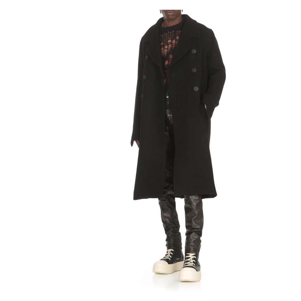 Rick Owens Zwarte leren broek met zakken Black Heren