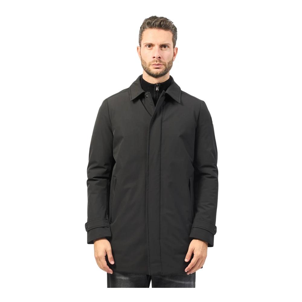 Suns Zwarte jas met ritssluiting en overhemdkraag Black Heren
