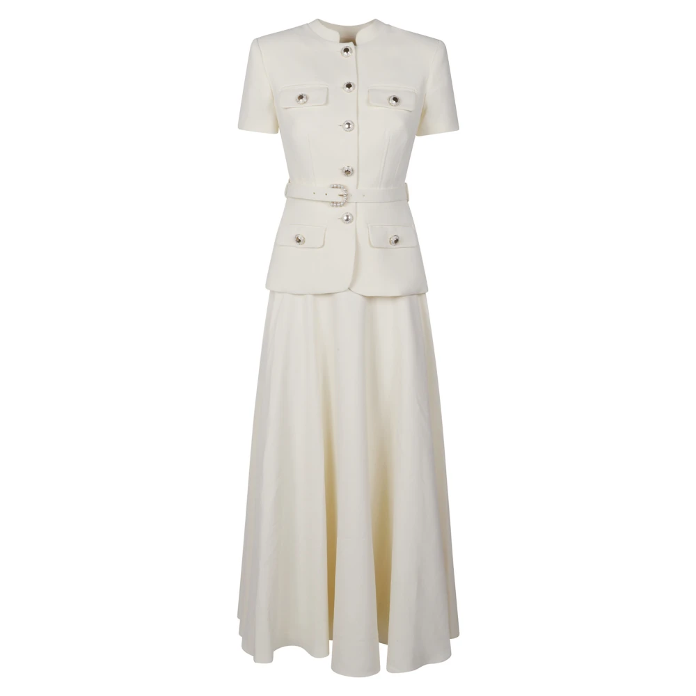Self Portrait Crepe Tailored Midi Dress - Female - Midi Dresses - Beige - Xs - Dresses
