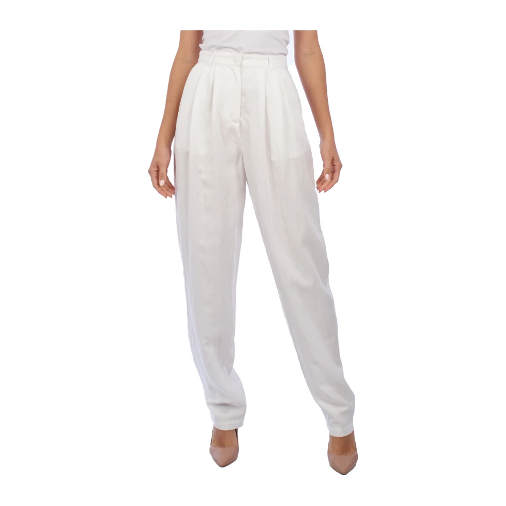 Emporio Armani Elegante Wijde Palazzo Broek White Dames