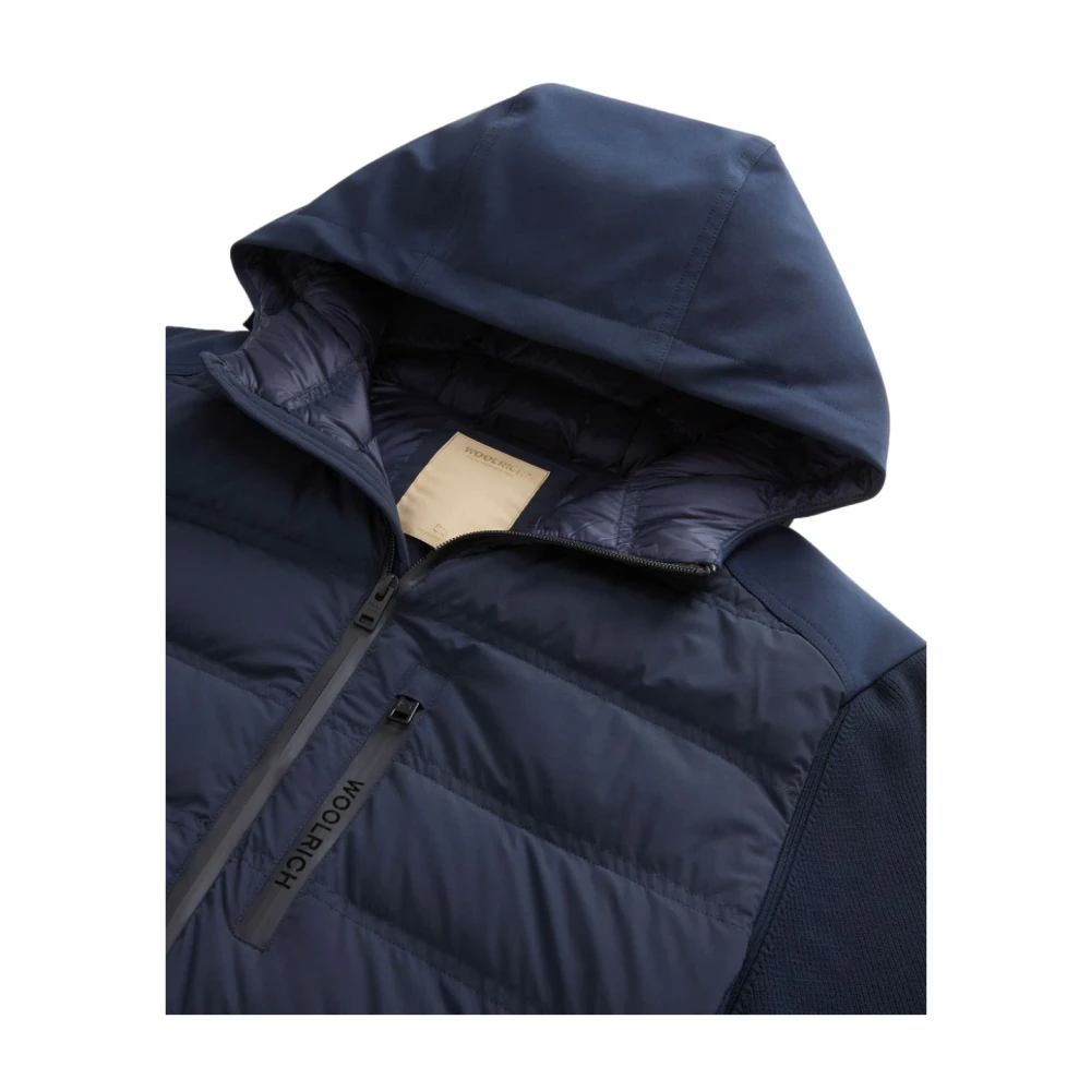 Woolrich Blauwe Donsjas met Rits Capuchon Blue Heren