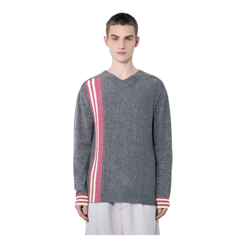 Kiko Kostadinov Mannelijk Grijs Contrastpaneel V-Hals Sweater