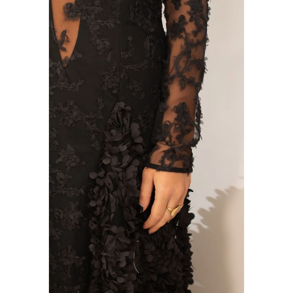 Babylon Quilted Petals Sheer Top Dress Black Dames
