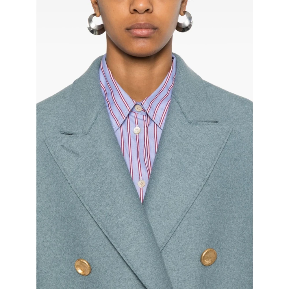 Harris Wharf London Wollen Peacoat Dubbel-Borst Lange Mouw Blue Dames