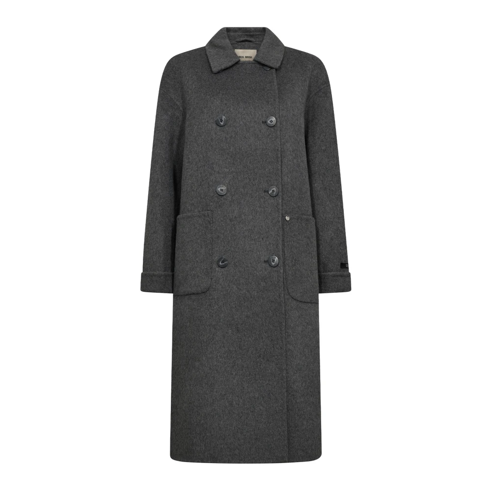 Mos Mosh Gray Timeless Wool Coat With Mockingbird Style - Female - Double-Breasted Coats - S - Coats