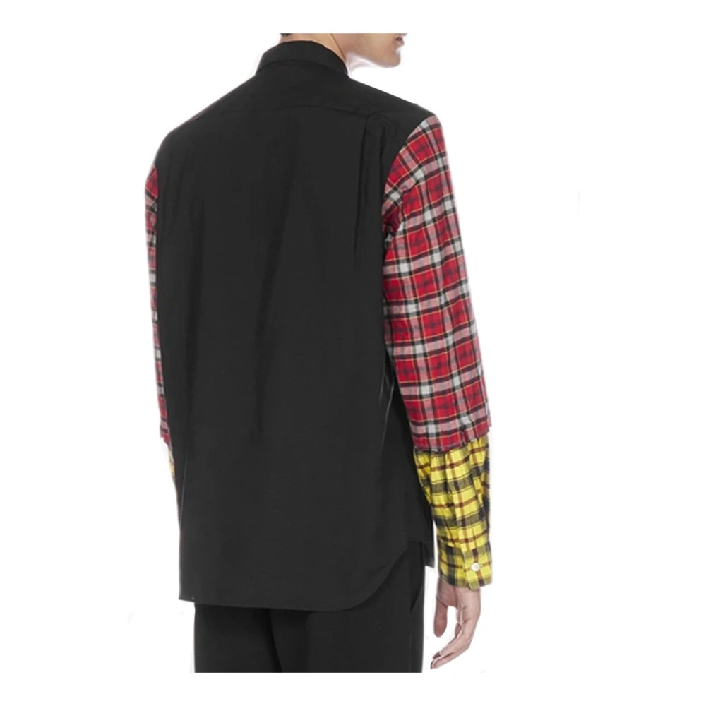 Comme des Garçons Geruite Mouw Overhemd Flanel Effect Black Heren