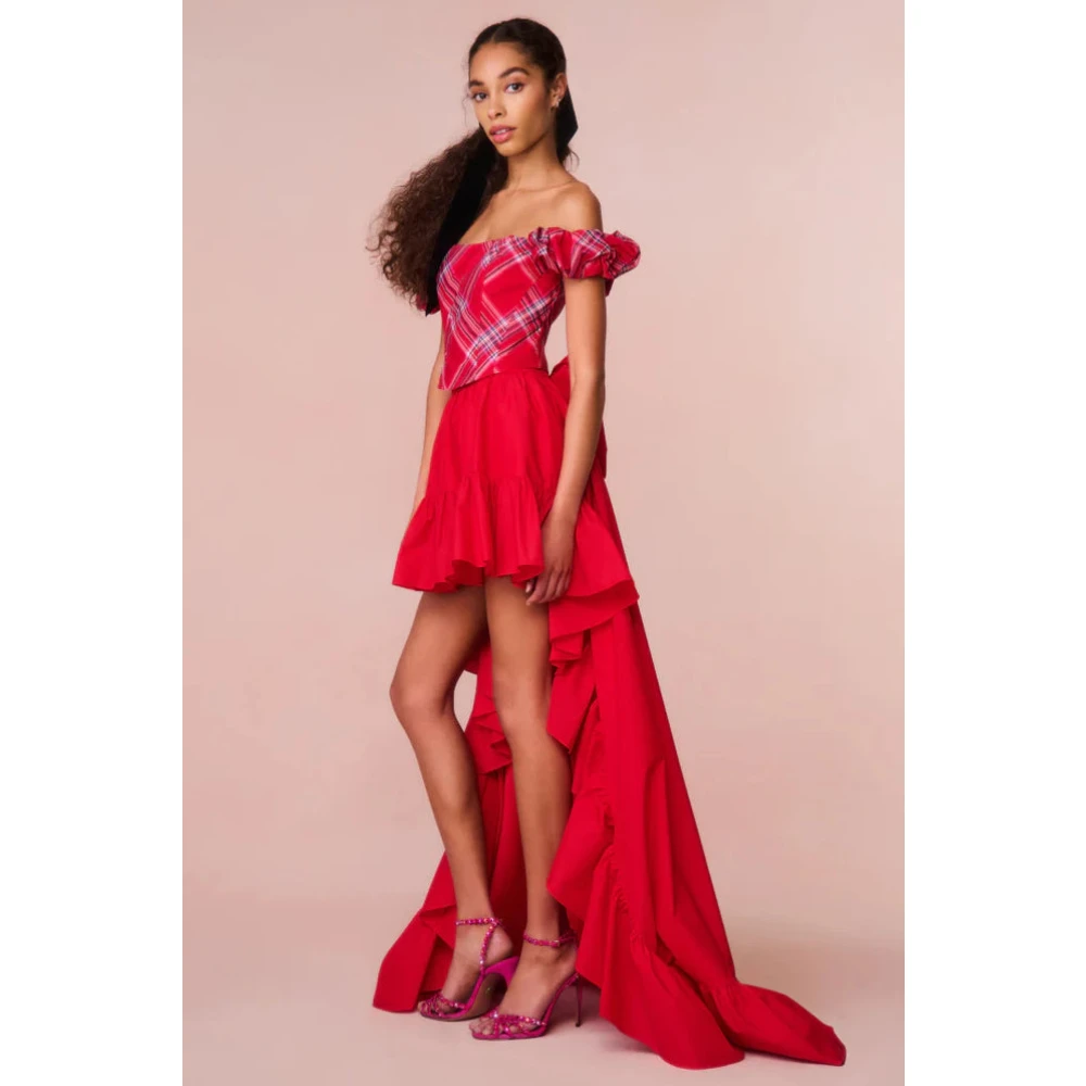 Loveshackfancy Dramatische Taffeta Rok met Sleep Red Dames
