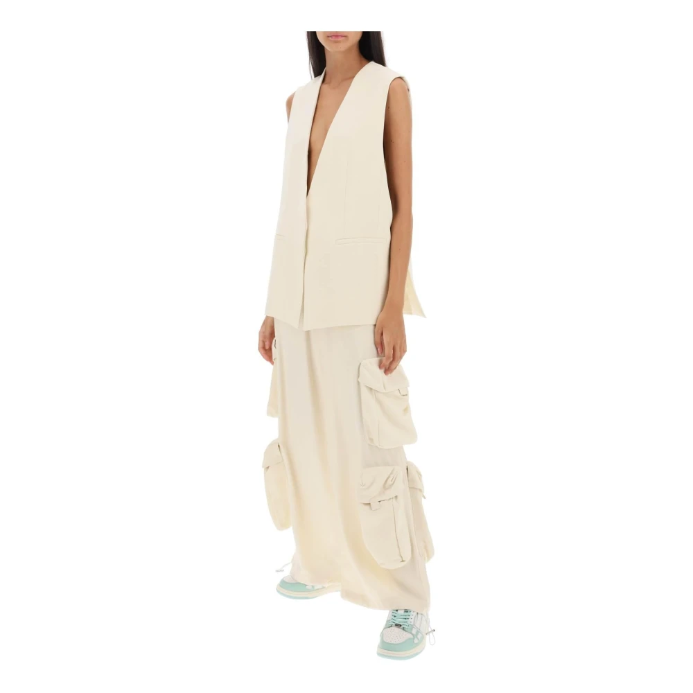 Amiri Oversized Waistcoat in Cupro en Viscose Blend White Dames