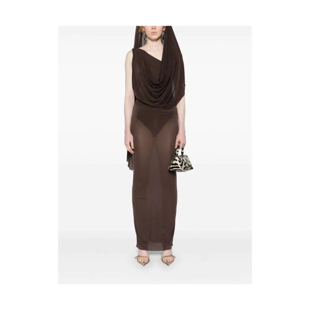 The Attico Bruine Halternek Open Rug Jurk Brown Dames