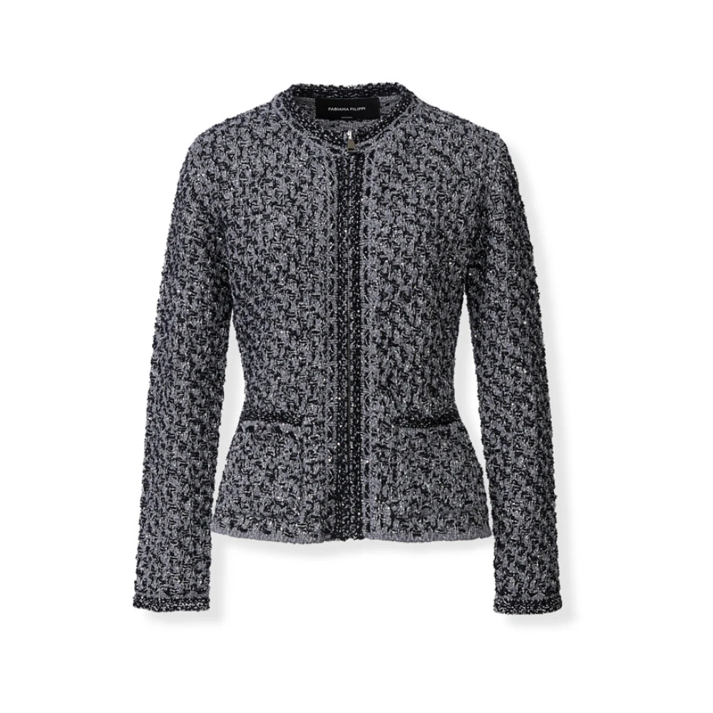 Fabiana Filippi Blue Tweed Jackets, Female, S, Tweed Jacket