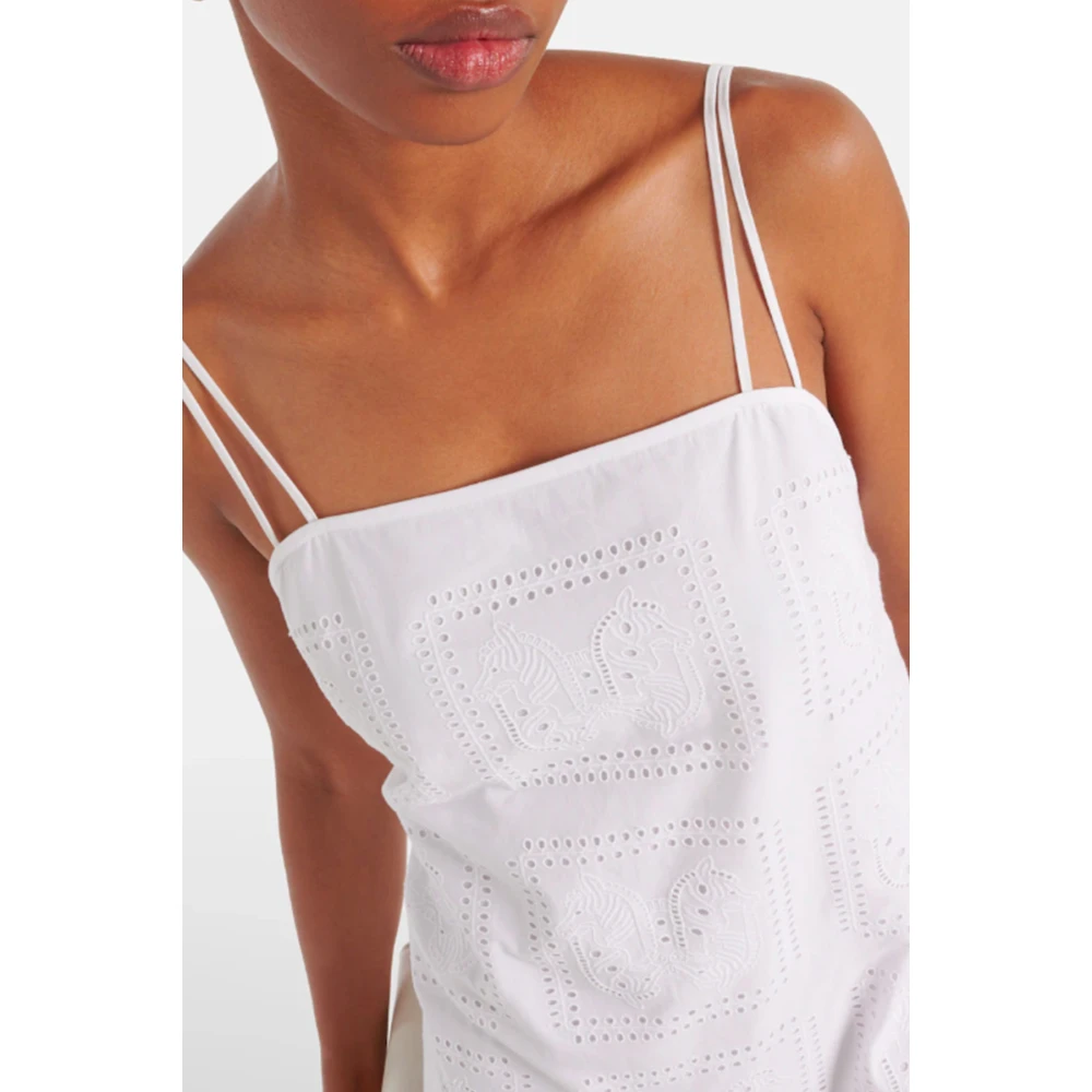 TORY BURCH Witte Kruisrug Katoenen Jurk White Dames