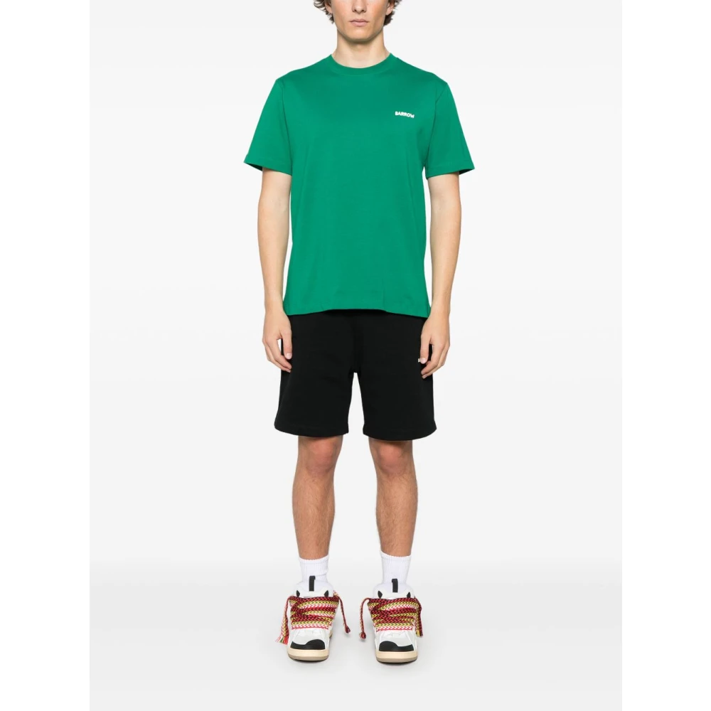 Barrow Groene Crew Neck T-shirt met Bear Print Green Heren