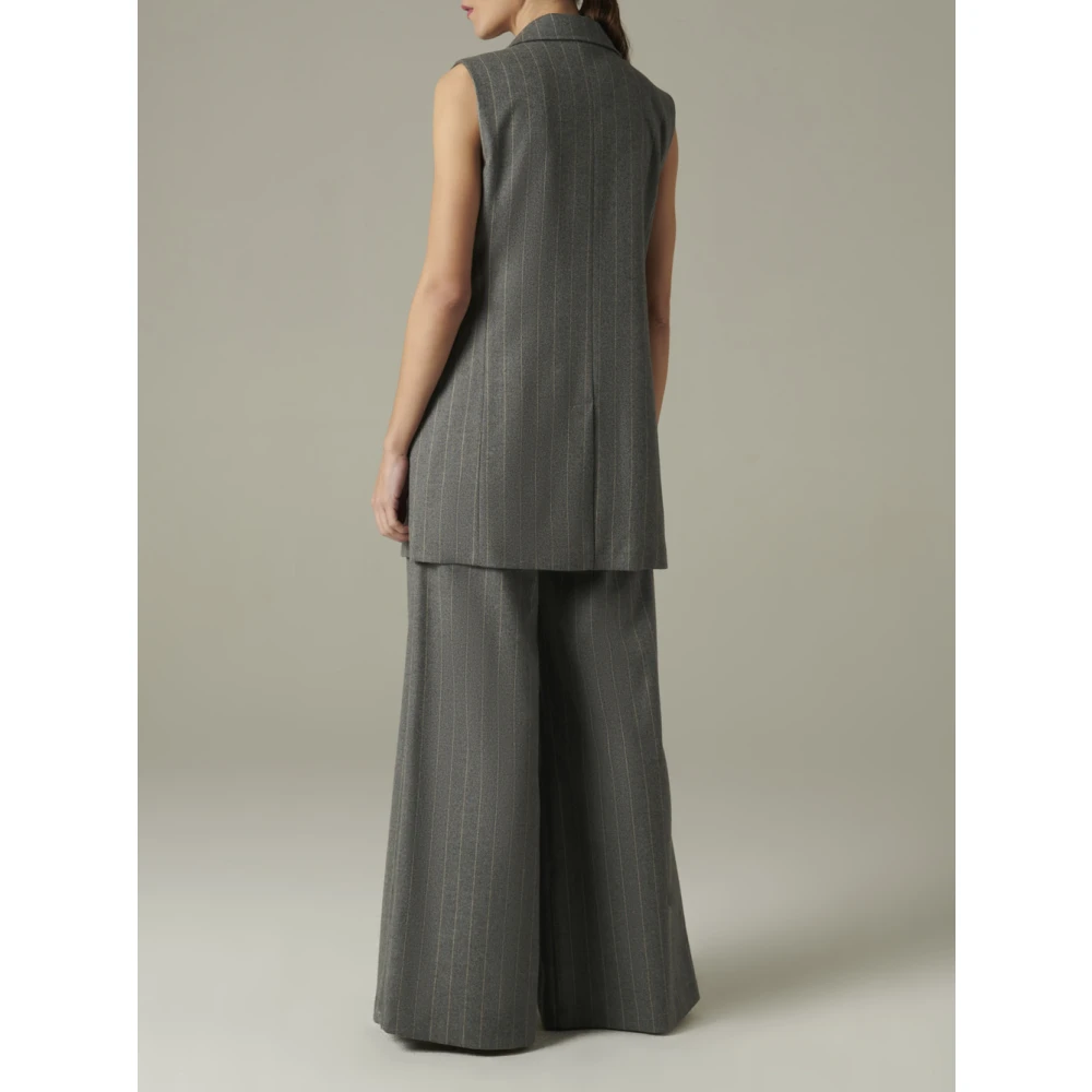Manila Grace Oversized Grijze Sweater Jas Gray Dames
