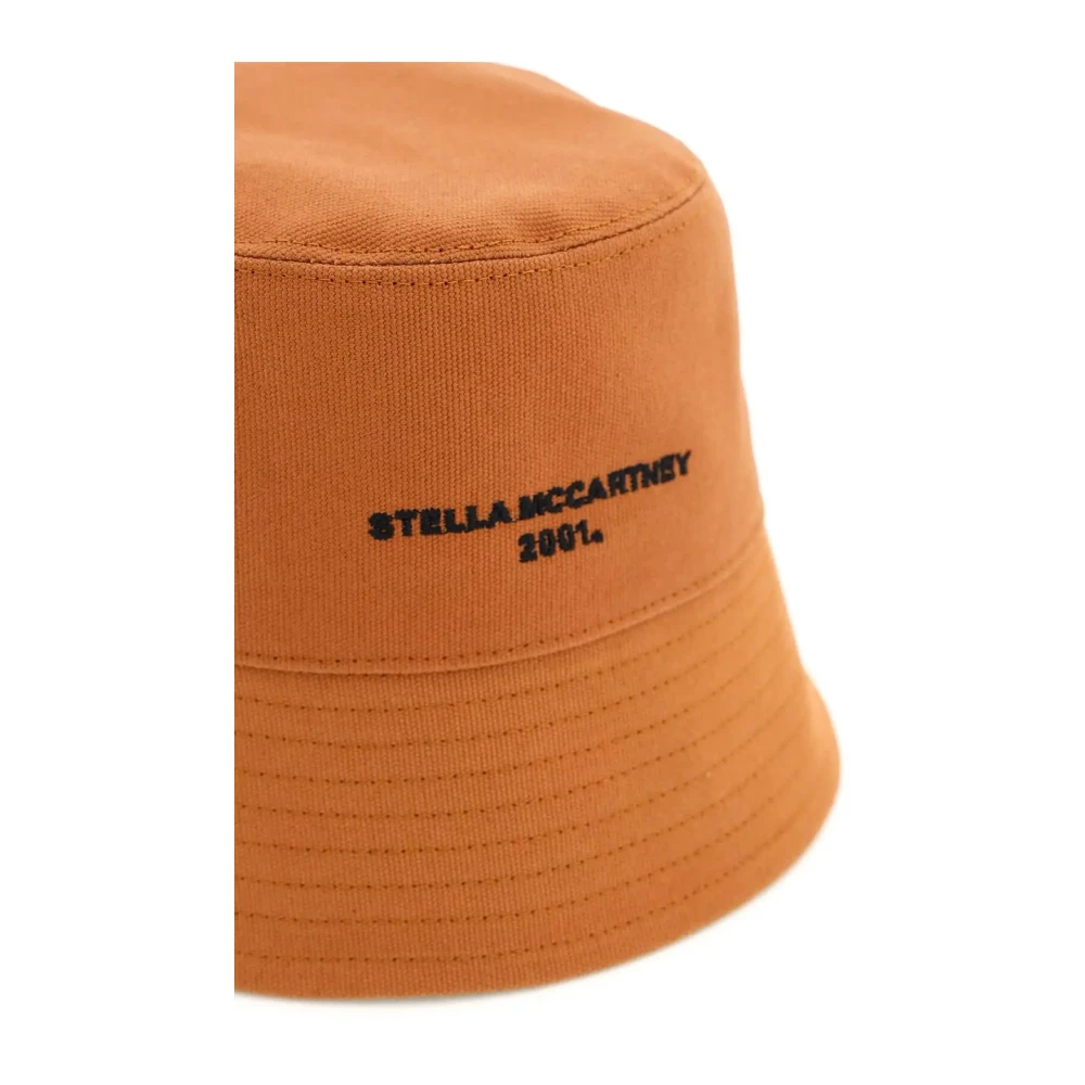 Stella Mccartney Eco Katoenen Logo Bucket Hat Brown Dames