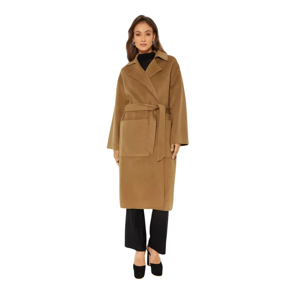 Nanushka Khaki Wollen Trenchcoat met Riem Green Dames