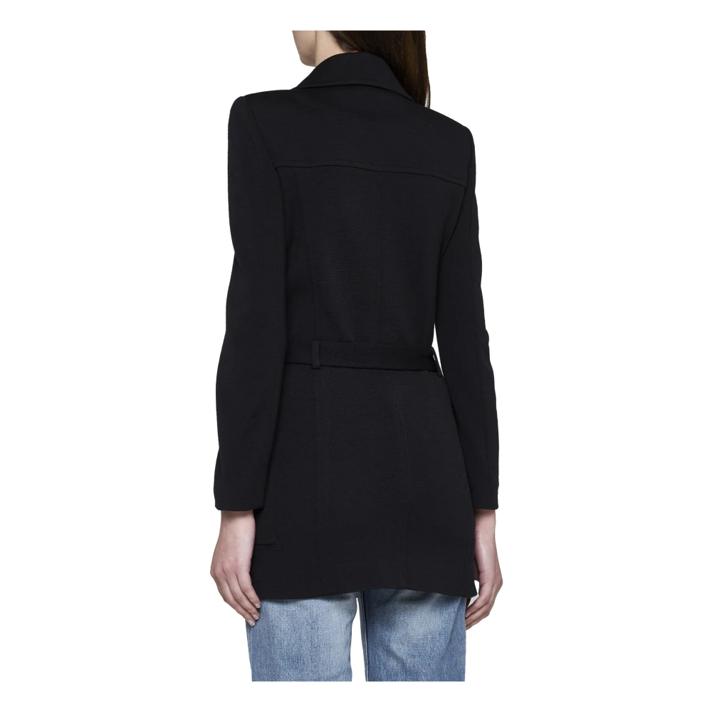 Saint Laurent Zwarte wollen blend double-breasted jas Black Dames