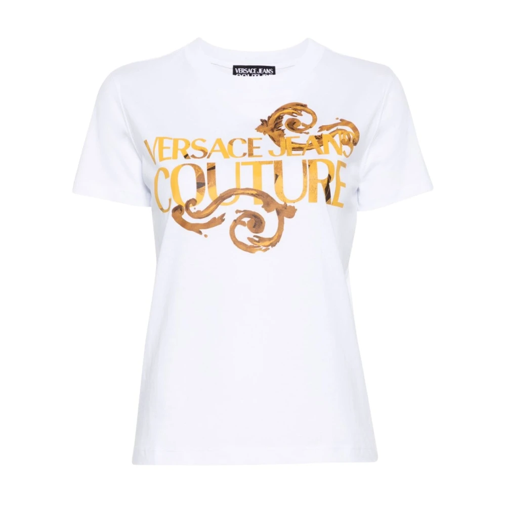 Versace Jeans Couture Witte Katoenen Crew Neck Logo T-shirt White Dames