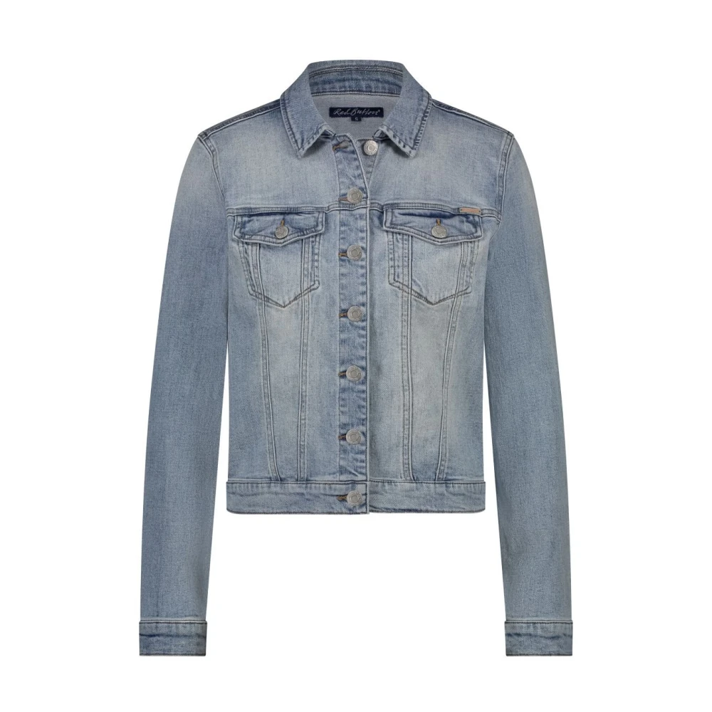 Red Button Bleach Denim Jack Blue Dames