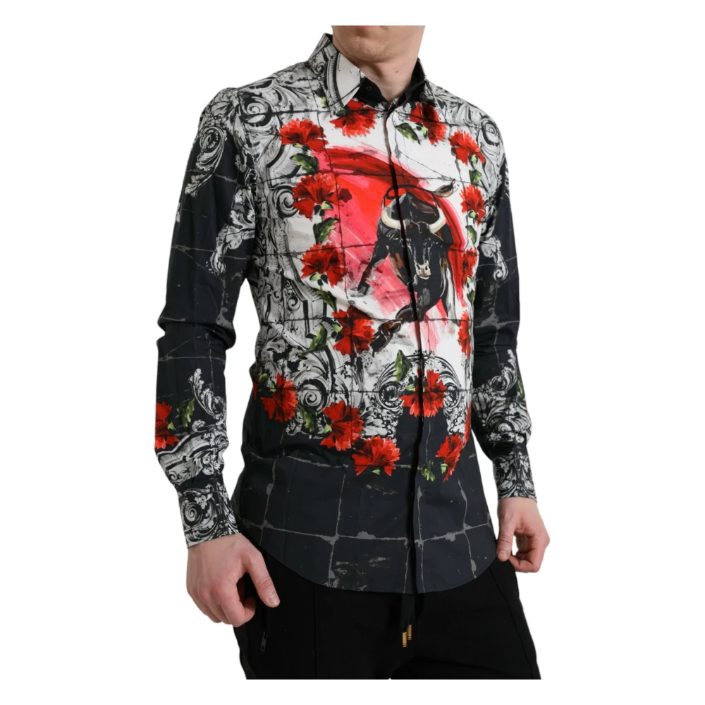 Dolce & Gabbana Bloemenstier Katoenen Overhemd Multicolor Heren