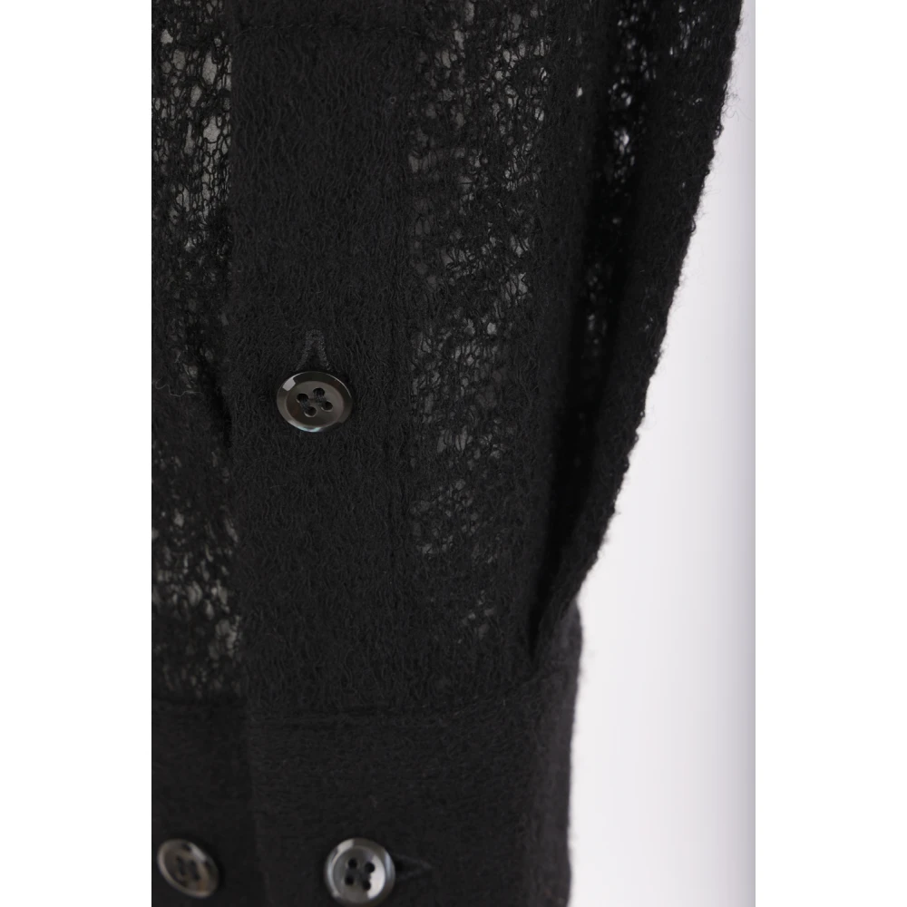 Séfr Zwarte Mesh Wol Shirt Black Heren