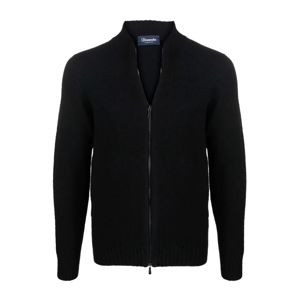 Drumohr Lamswollen Cardigan met rits Black Heren