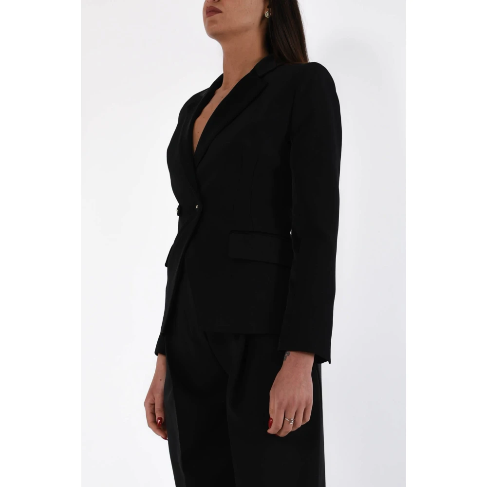 Elisabetta Franchi Satin Revers Crepe Jas Black Dames