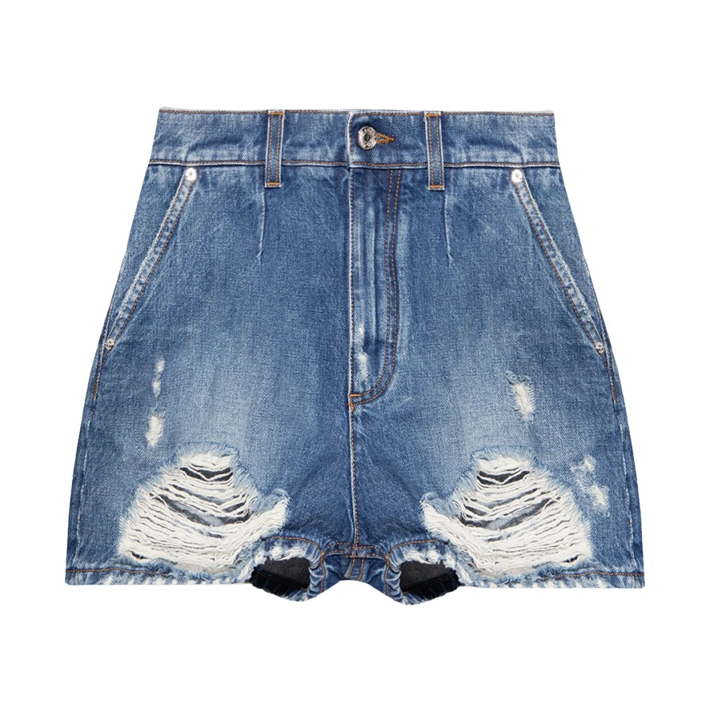 Dolce & Gabbana Hoge taille denim shorts Blue Dames