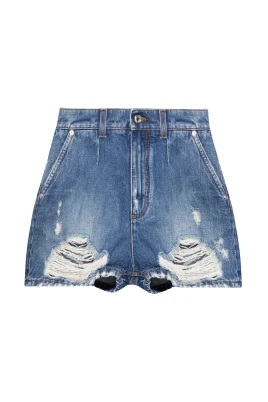 Högmidjade denim shorts
