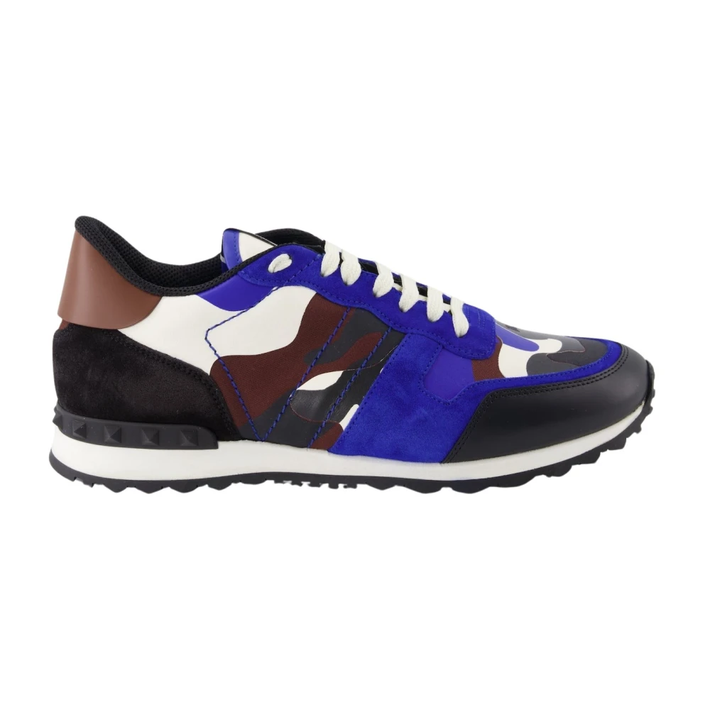 Valentino Garavani Men's Camouflage Sneakers Almond Toe Rubber Sole