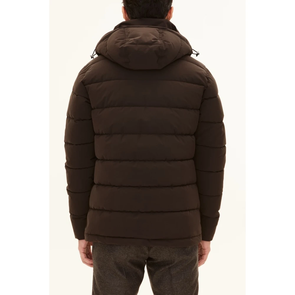 Oscar Jacobson Bruine Gewatteerde Jas met Capuchon Brown Heren