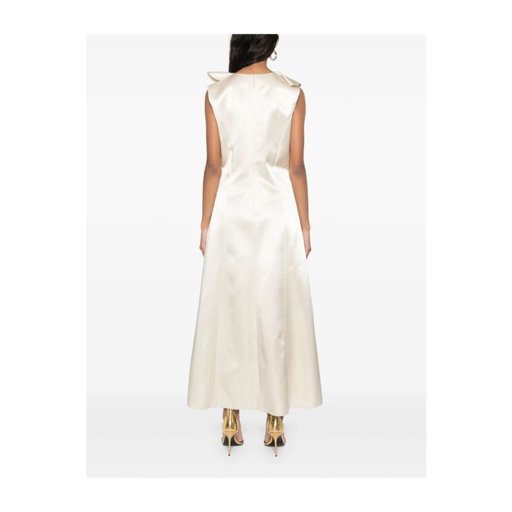Philosophy di Lorenzo Serafini Elegant Ivory V-Neck Sleeveless Dress Beige Dames