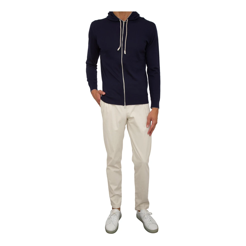 Eleventy Blauwe hoodie met volledige rits Blue Heren