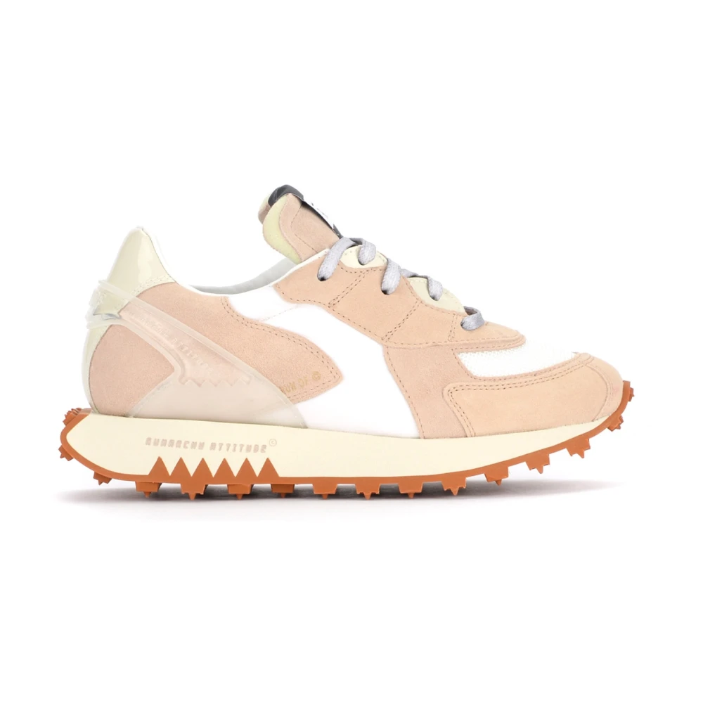 RUN OF Nude Beige en Witte Sneaker Multicolor Dames