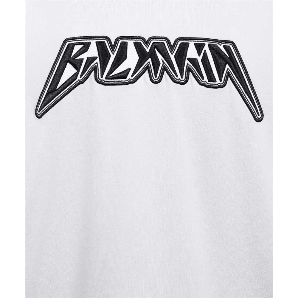 Balmain Katoenen Hoodie White Heren