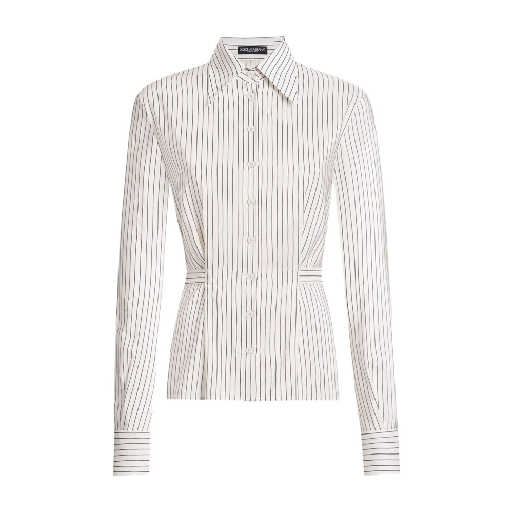 Dolce & Gabbana White Shirts, Female, M, Casual Cotton Shirt In Blue