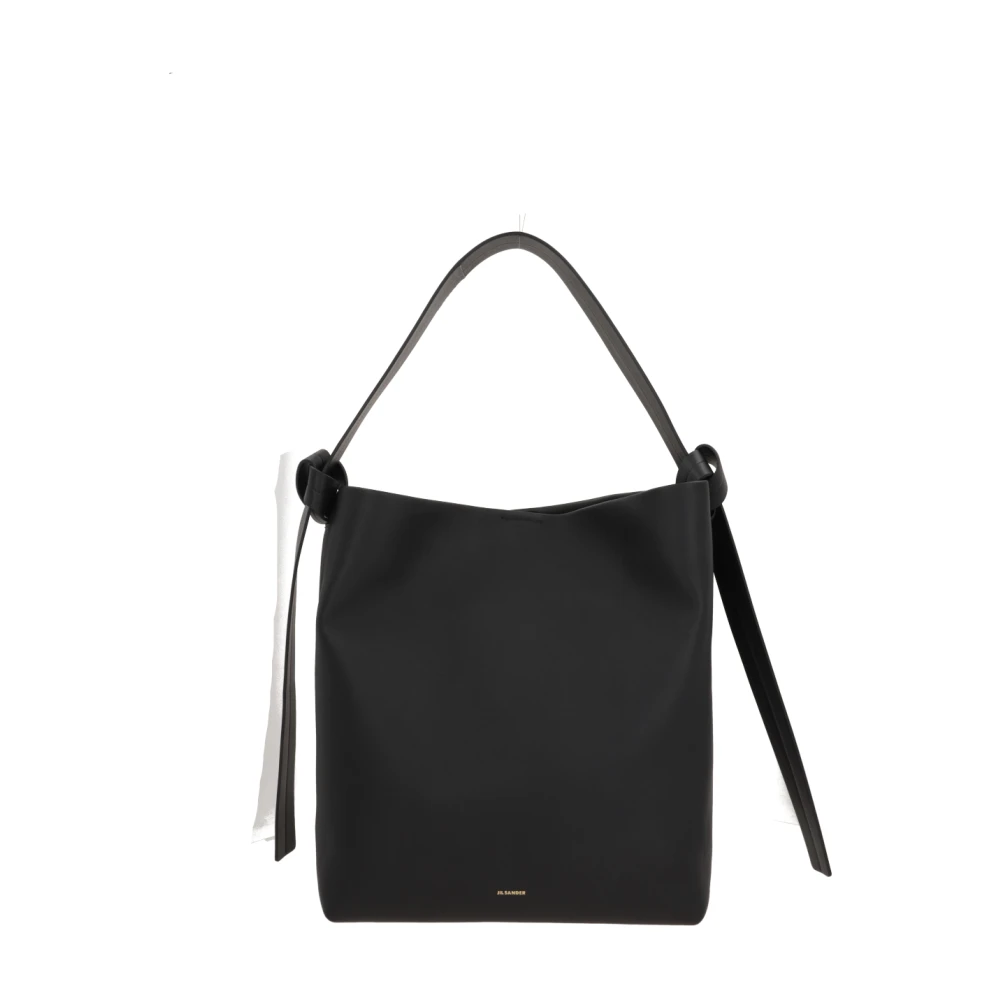 Jil Sander Zwarte leren hobo tas met magnetische sluiting Black Dames