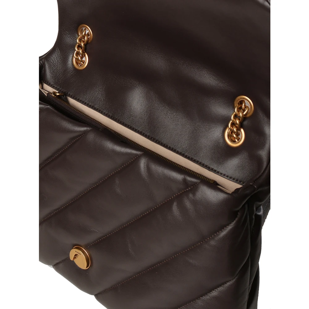 pinko Bruine Leren Schoudertas Love Birds Brown Dames