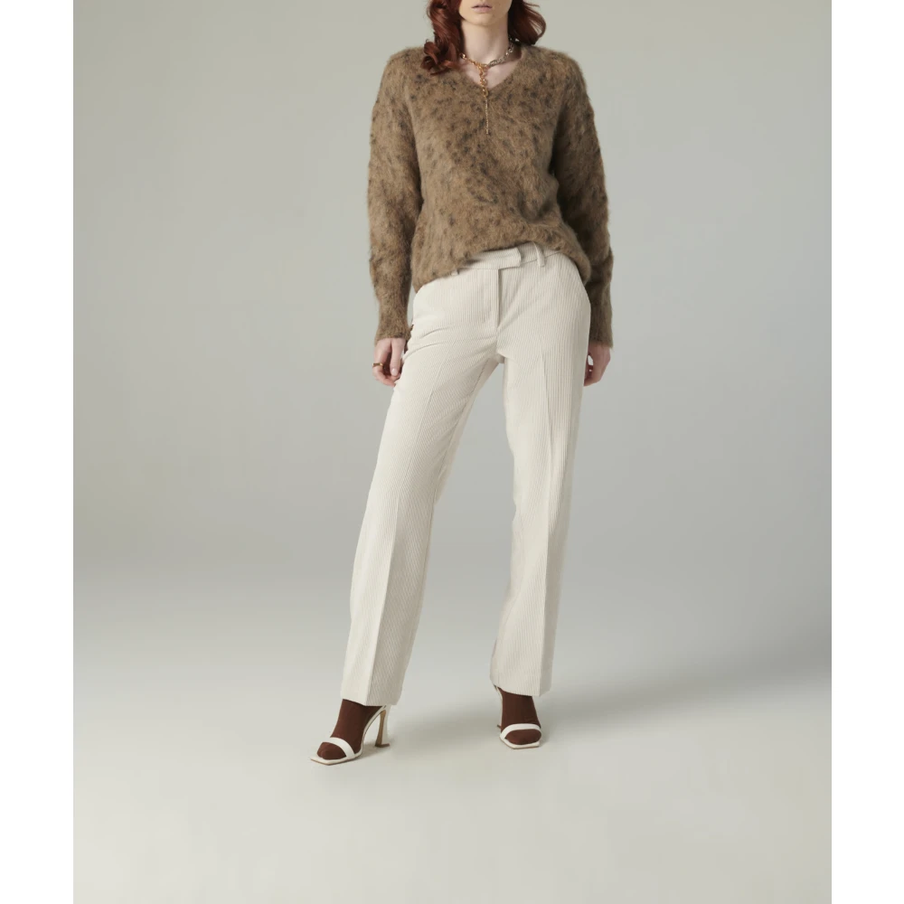 Manila Grace V-hals Pullover Sweater Brown Dames
