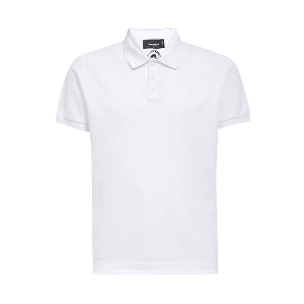 Dsquared2 Katoenen Poloshirt Geribbelde Kraag Logo White Heren