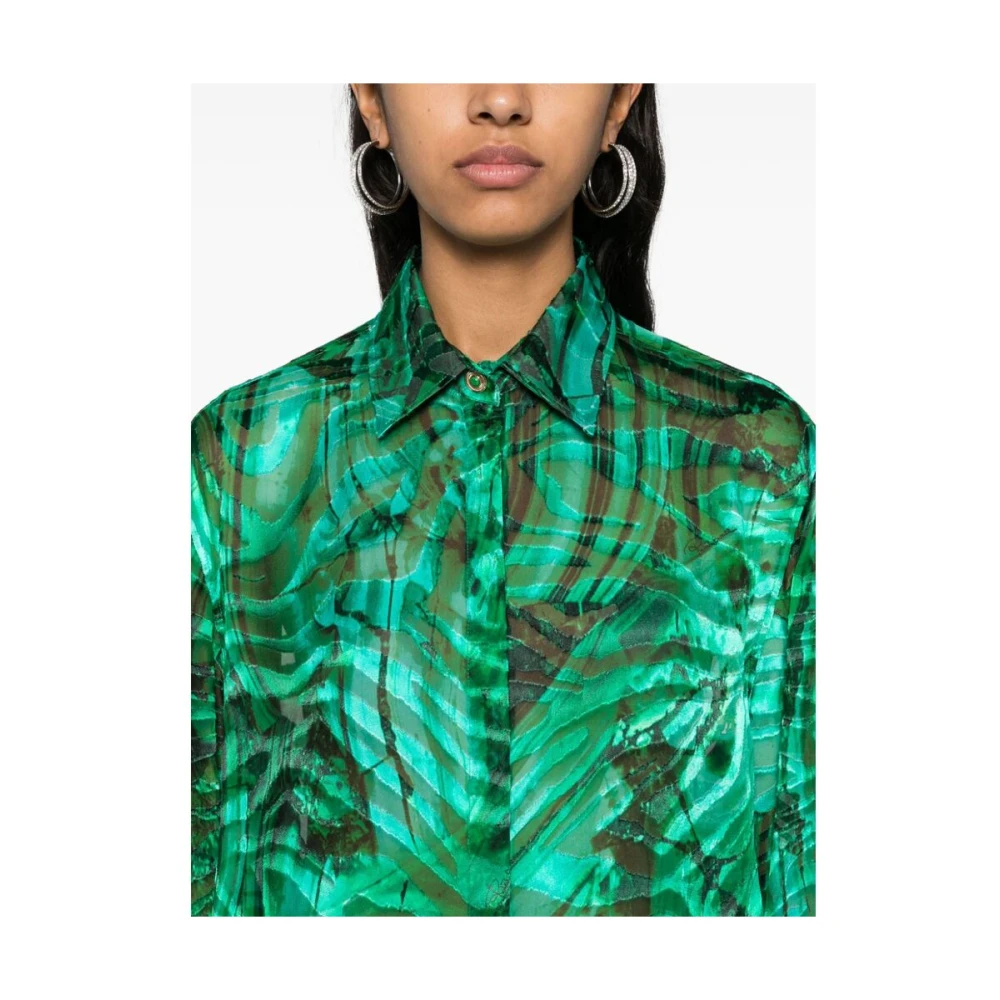 Roberto Cavalli Limoen Groen Abstract Patroon Overhemd Green Dames