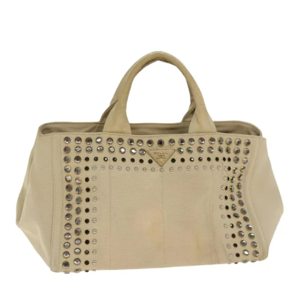 Prada Vintage Pre-owned Canvas handbags Beige Dames