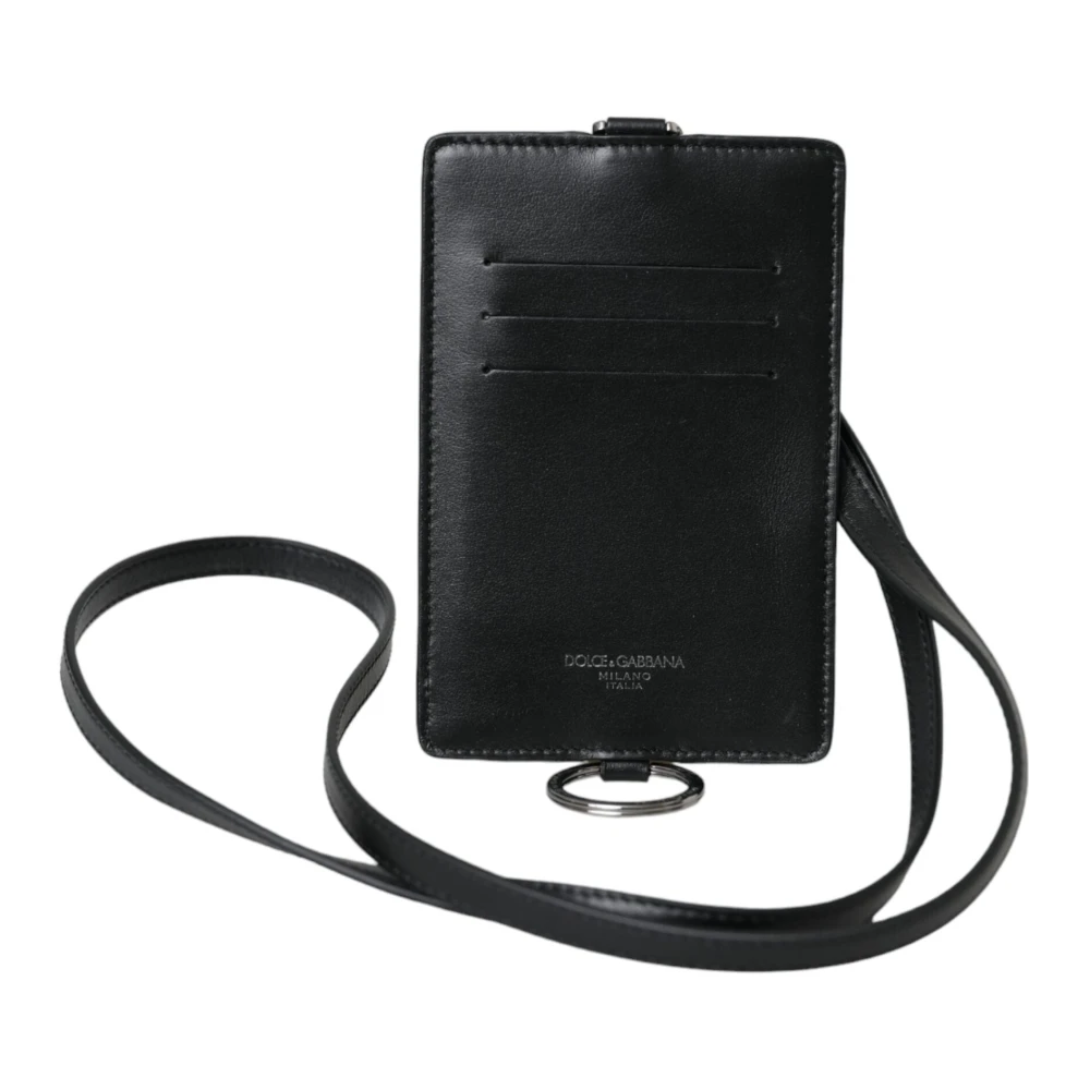 Dolce & Gabbana Mannelijk Zwart Accessoires Heren, One Size, Leer, E Leren Logo Kaarthouder Portemonnee