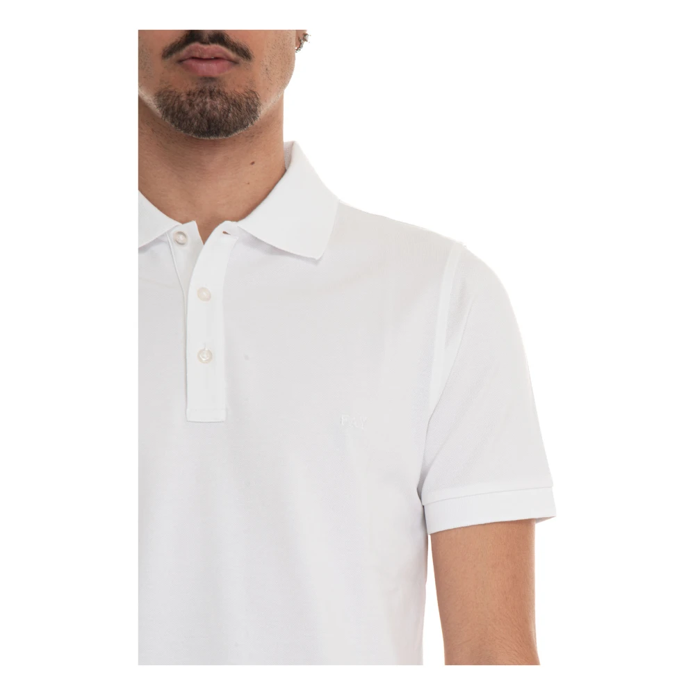 Fay Polo T-shirt met logo in gestructureerde stof White Heren