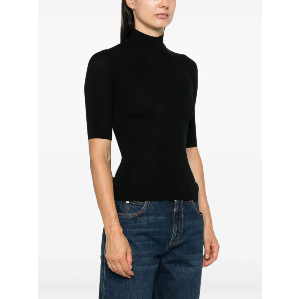 majestic filatures Zwarte Merinowol Coltrui Trui Black Dames