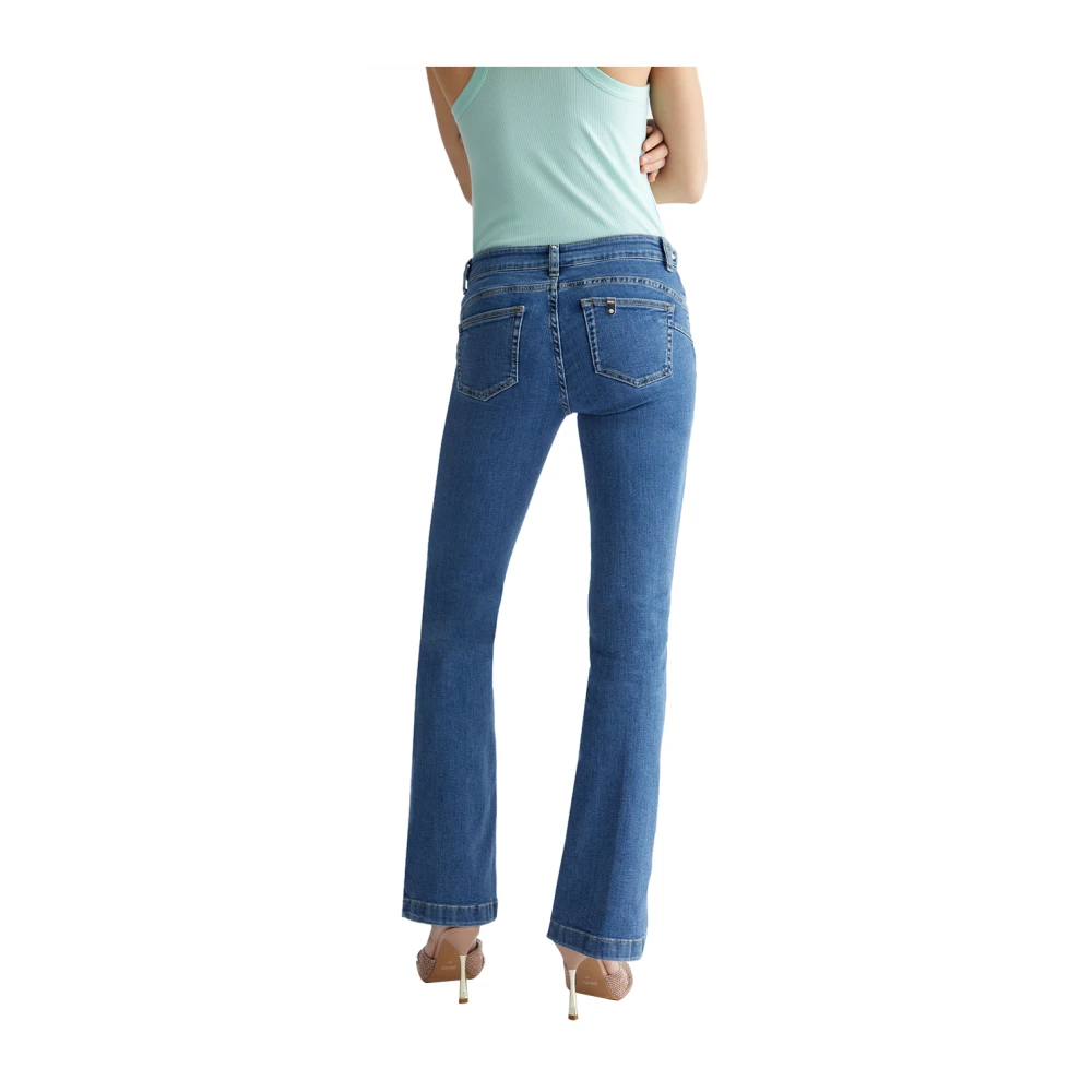 Liu Jo Blauwe Denim Flare Jeans met Parels Blue Dames
