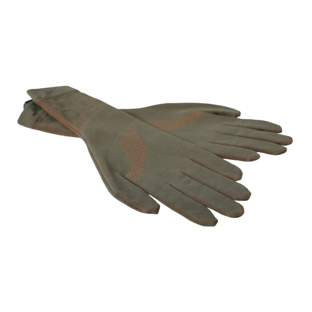 Dolce & Gabbana Bruine Katoenen Stretch Polslengte Handschoenen Brown Heren