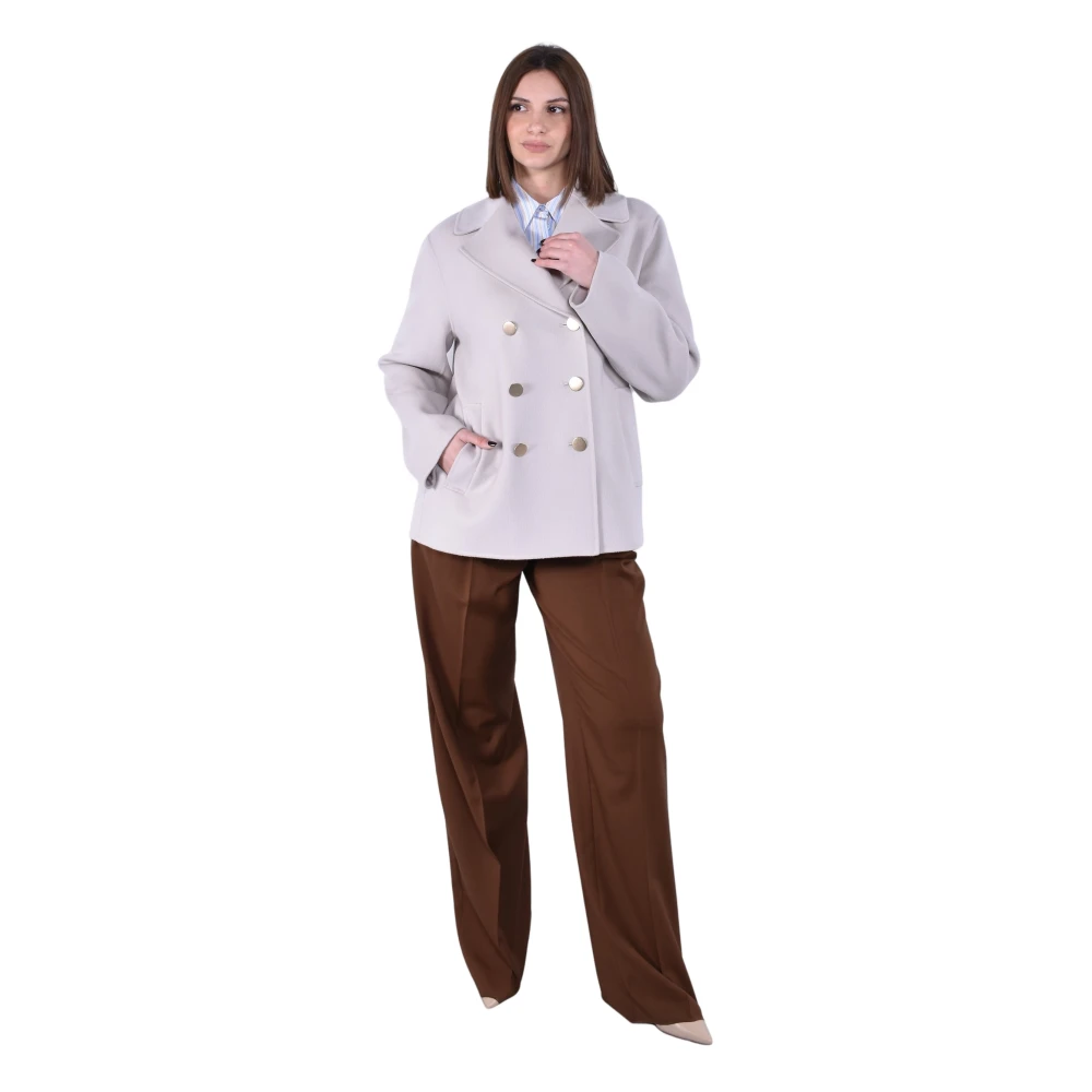 Max Mara Women's Beige Wool Drap Double-Breasted Jacket - Double-Breasted Coats - Xs - Coats
