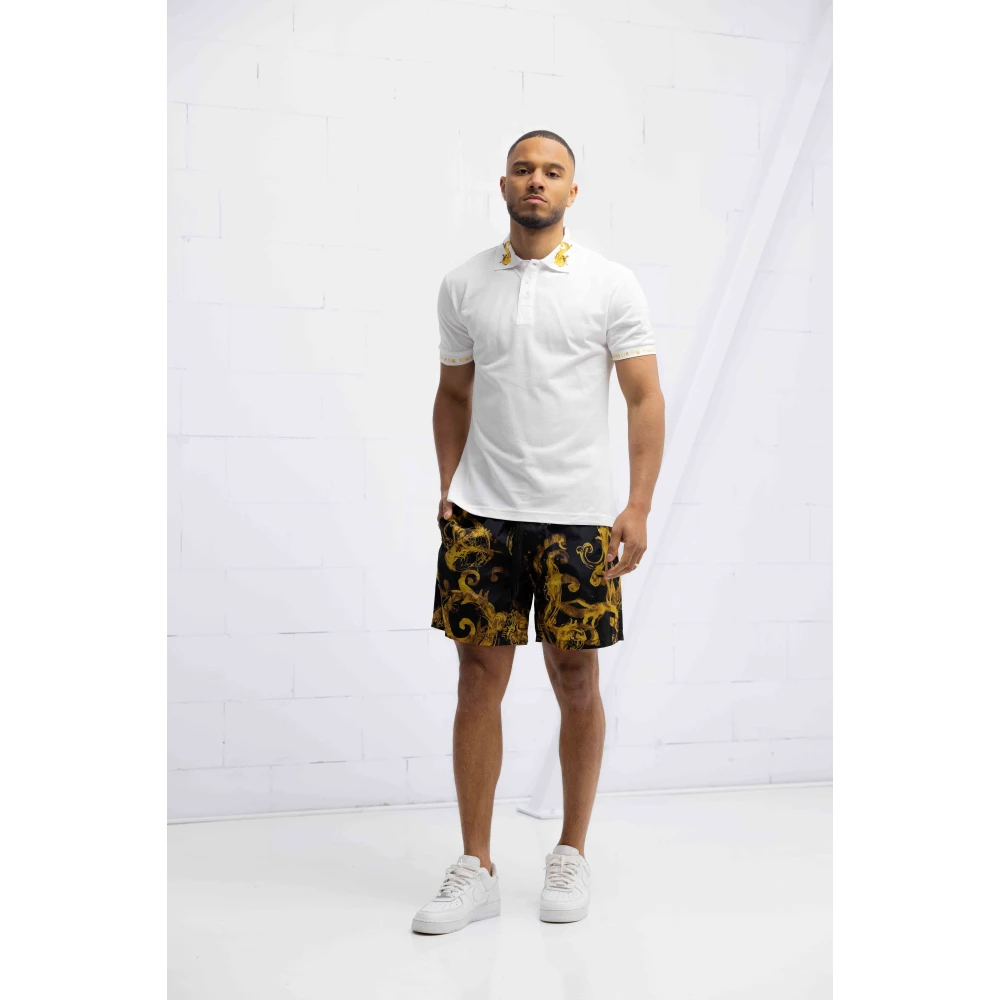 Versace Jeans Couture Gouden en witte heren polo shirt White Heren